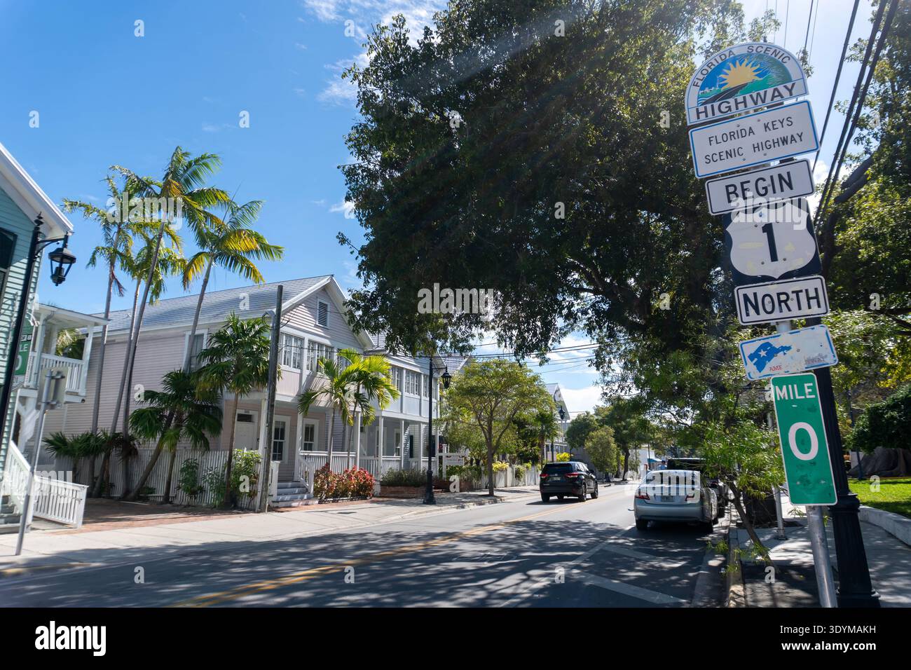 The End of the Road: Ikonischer Mile Marker 0 in Key West, Florida Stockfoto