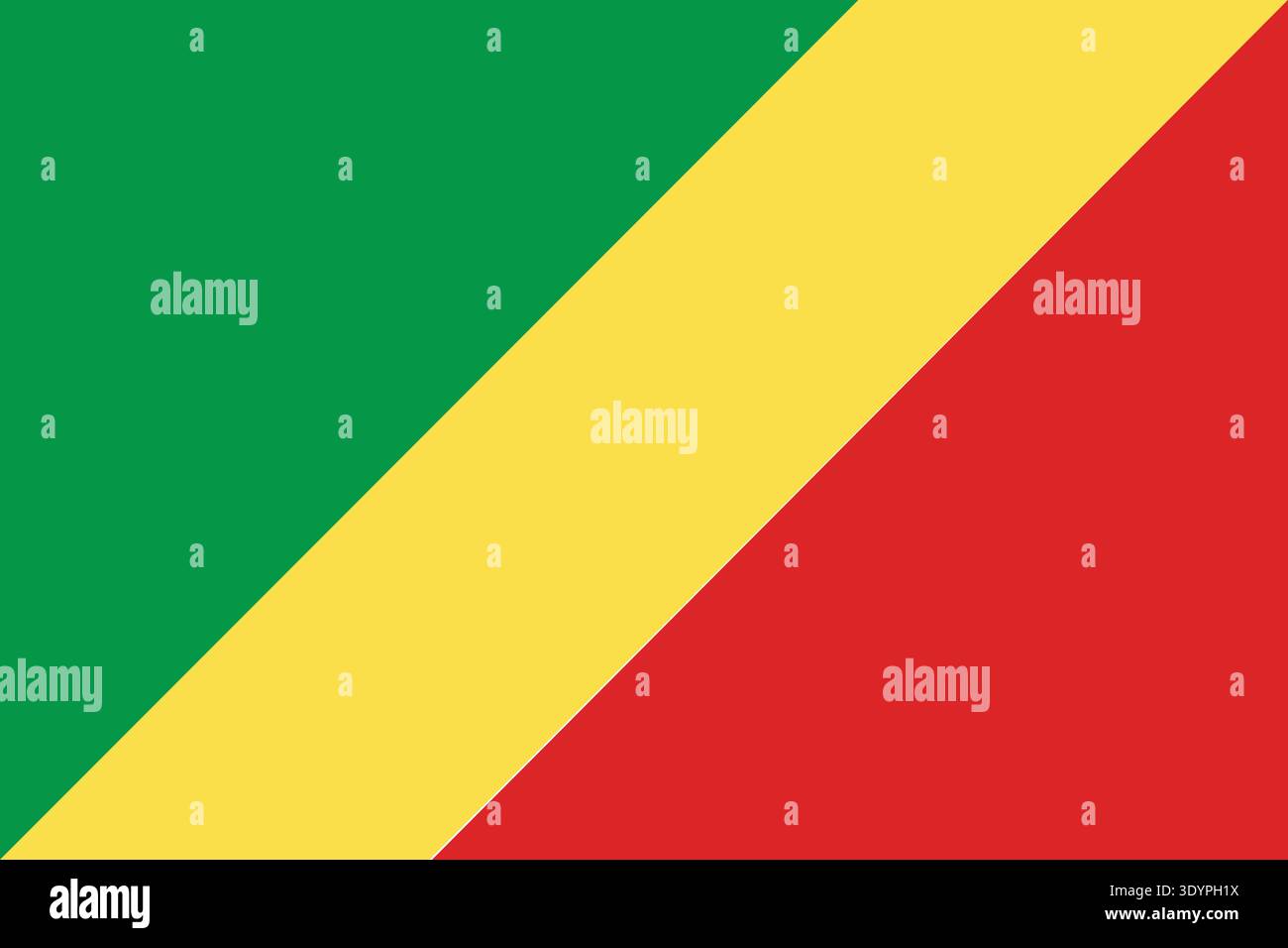 Flache Vektor-Illustration der Nationalflagge der Republik kongo. Geeignet für redaktionelle und pädagogische Zwecke. Stock Vektor