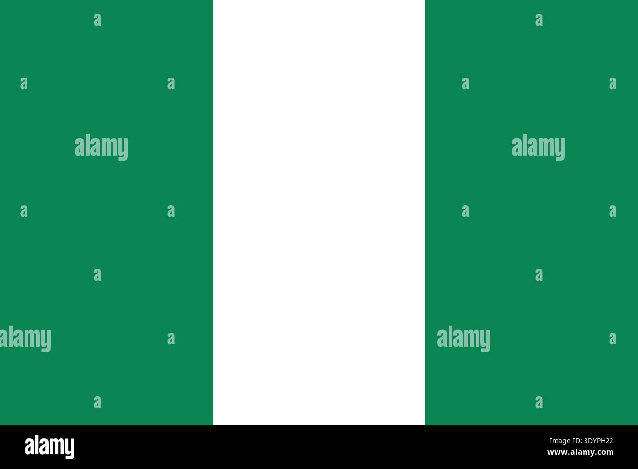 Flache Vektor-Illustration der Nationalflagge Nigerias. Geeignet für redaktionelle und pädagogische Zwecke. Stock Vektor