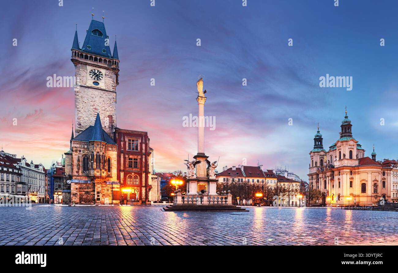 Turm des Alten Rathauses am Altstädter Ring, UNESCO, Altstadt, Prag, Tschechische Republik (Tschechien), Europa Stockfoto