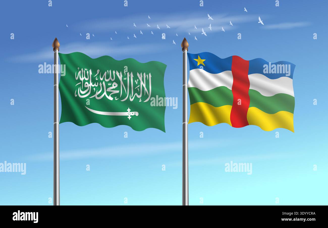 Saudi-Arabien und die Zentralafrikanische Republik zeigen Beziehungen zum Himmel Stock Vektor