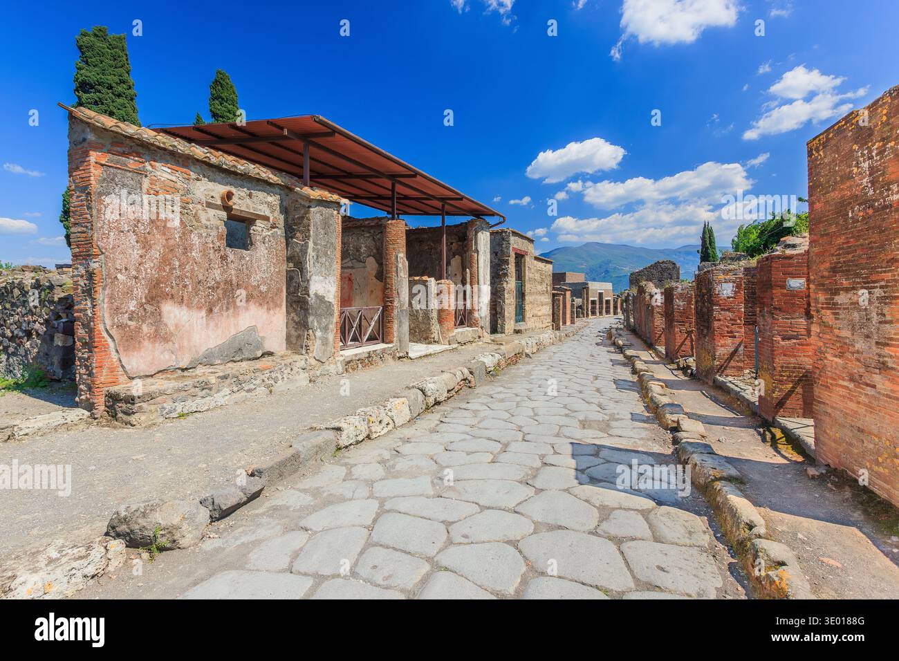 Straße in Pompeji. Stockfoto