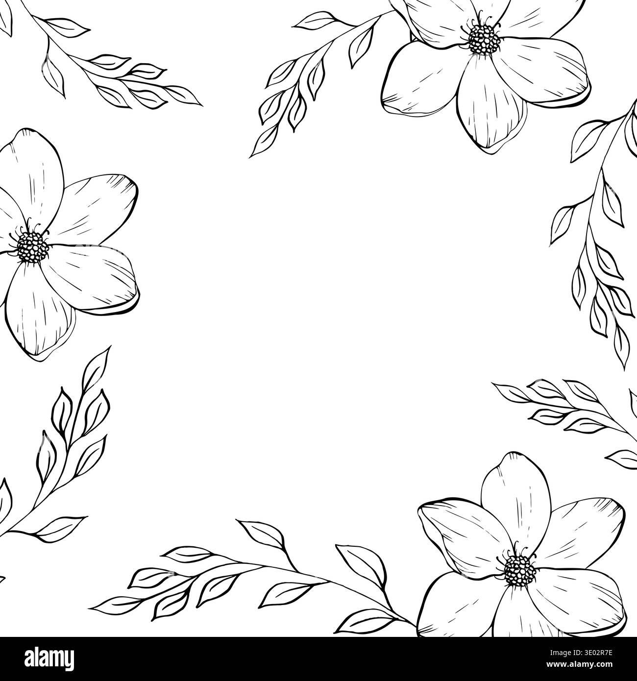 Hochzeit blumenkranz clipart Schwarzweiß-Stockfotos und -bilder