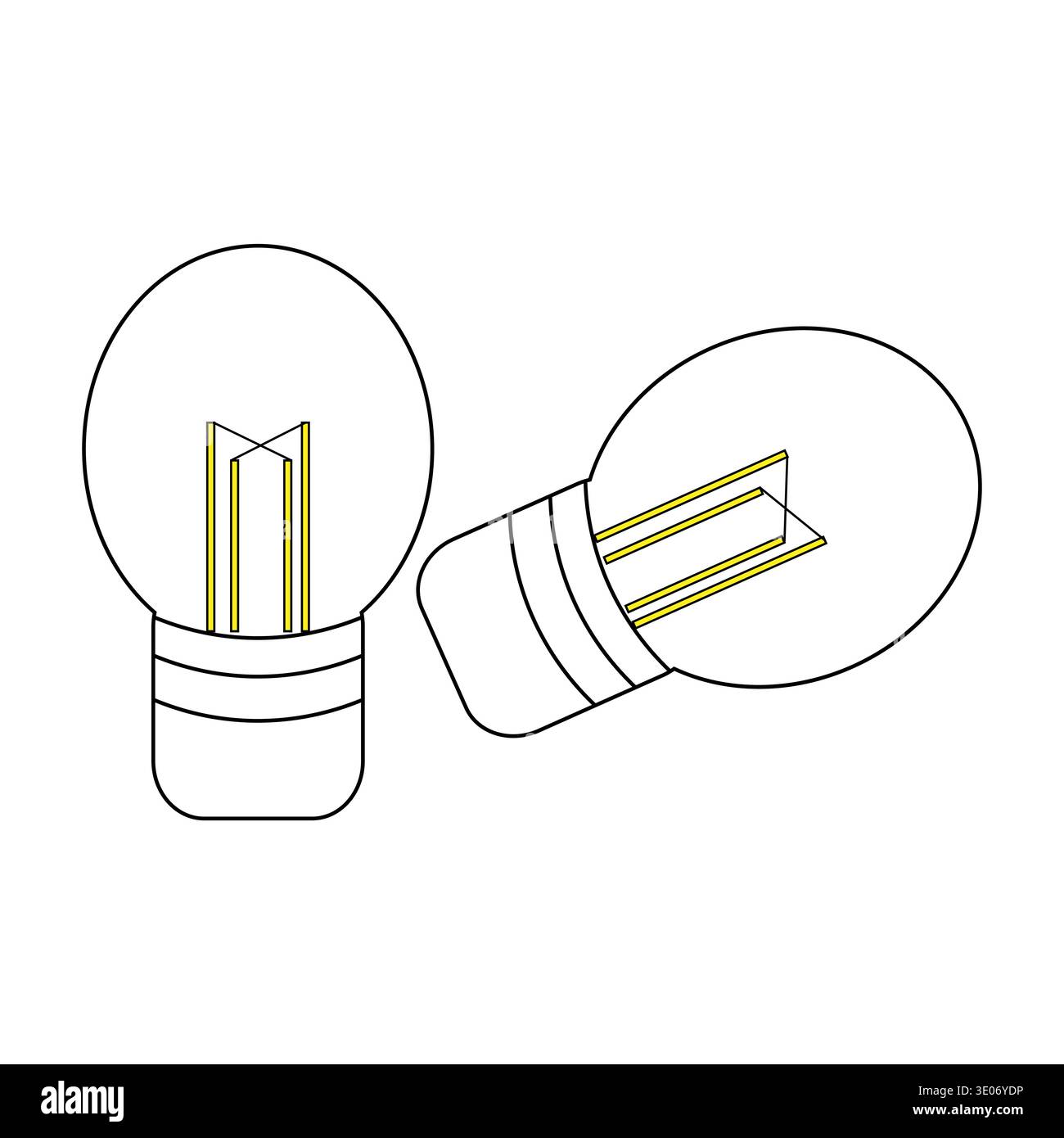 Minimalistische Glühlampen. Professioneller Line Art Vektor. Markante elektrische Lichtsymbole. Stock Vektor