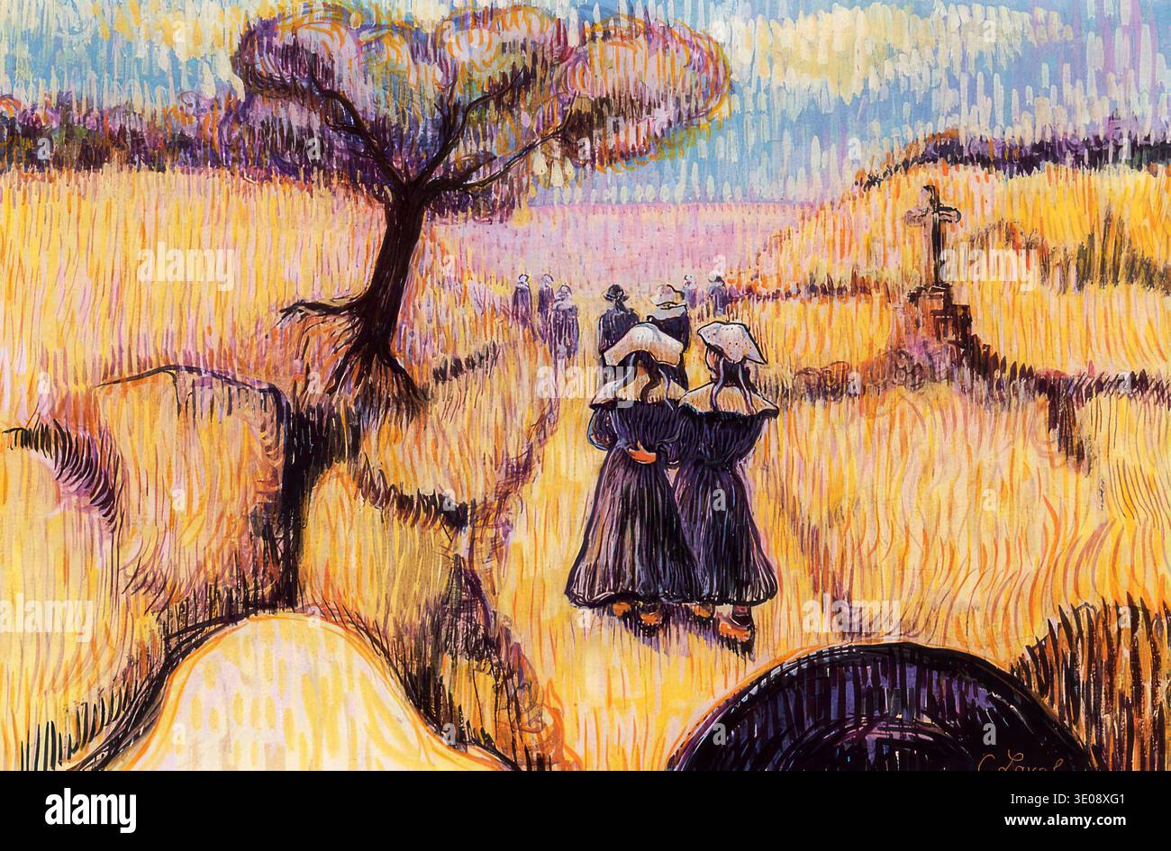 Bretonen se promenant. Charles Laval. 1889. Stockfoto