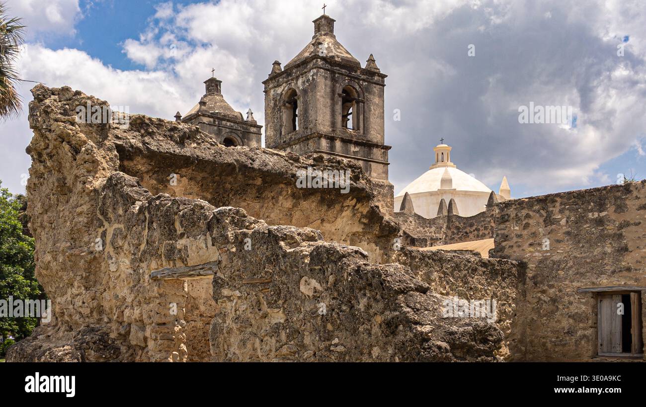 Spanische Mission Concepción, San Antonio, Texas, USA Stockfoto