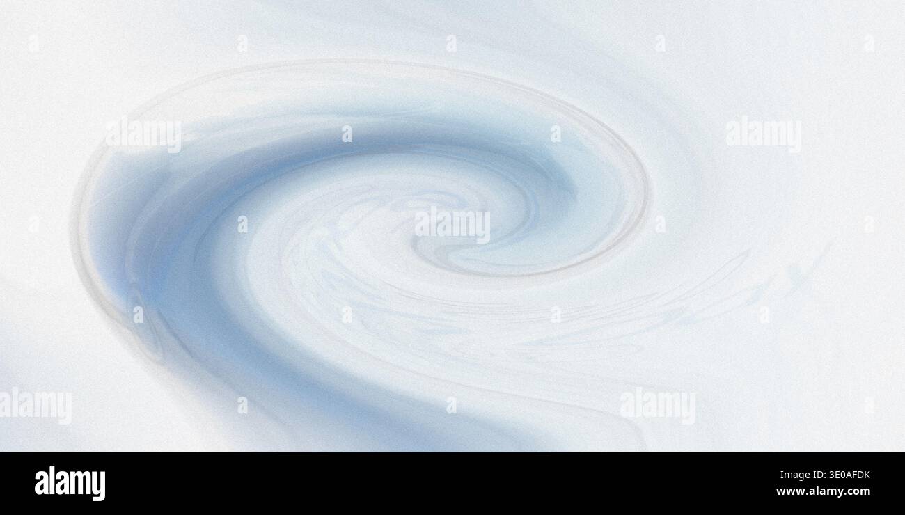 Ein blaues, wirbelndes Muster, das einer Spirale oder einem Whirlpool ähnelt, vor einem sauberen weißen Hintergrund, das ein Gefühl von Ruhe und Gelassenheit schafft Stockfoto