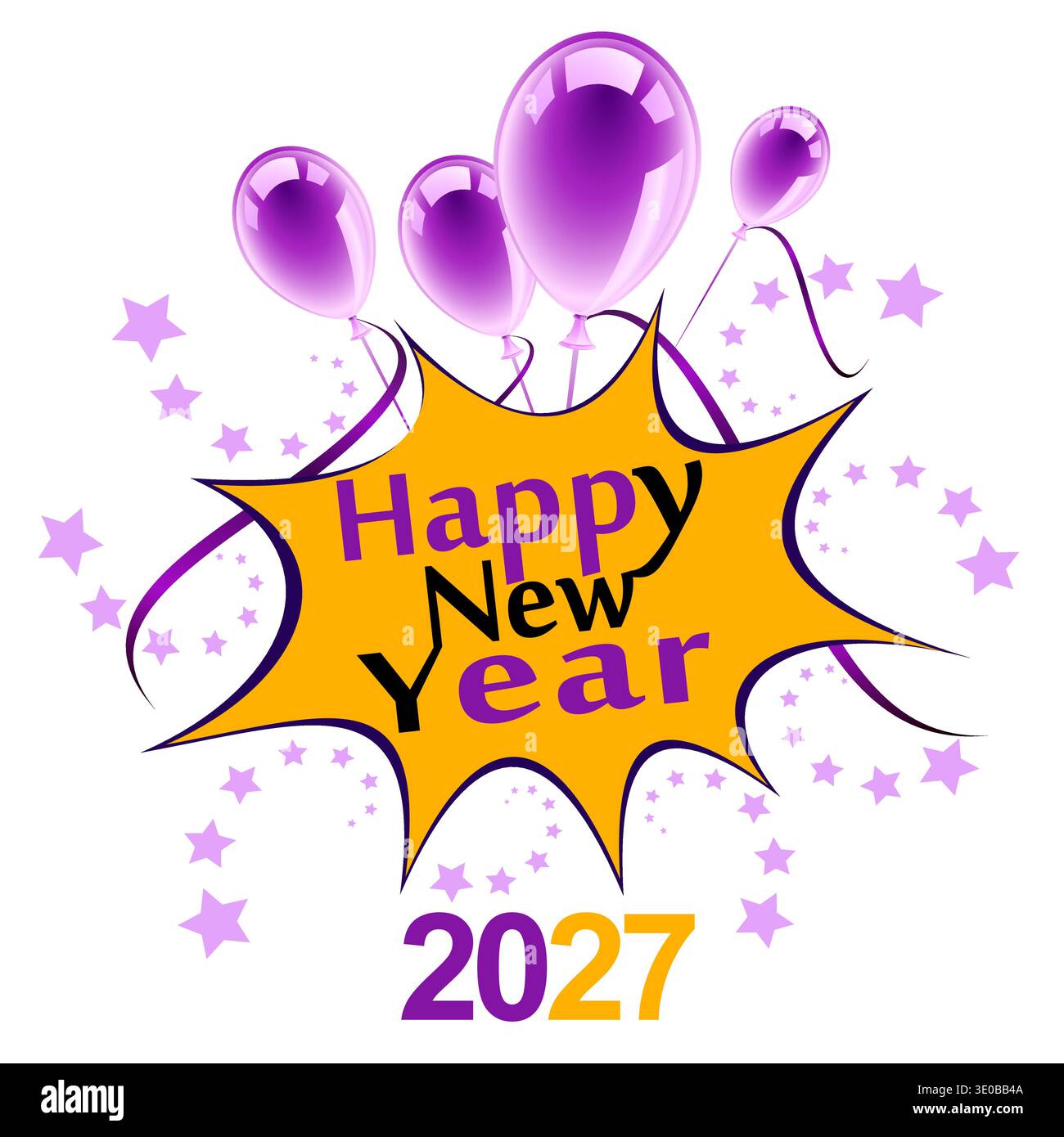 Happy New Year 2027 lila Grußkarte, Vektor-Illustration Stock Vektor