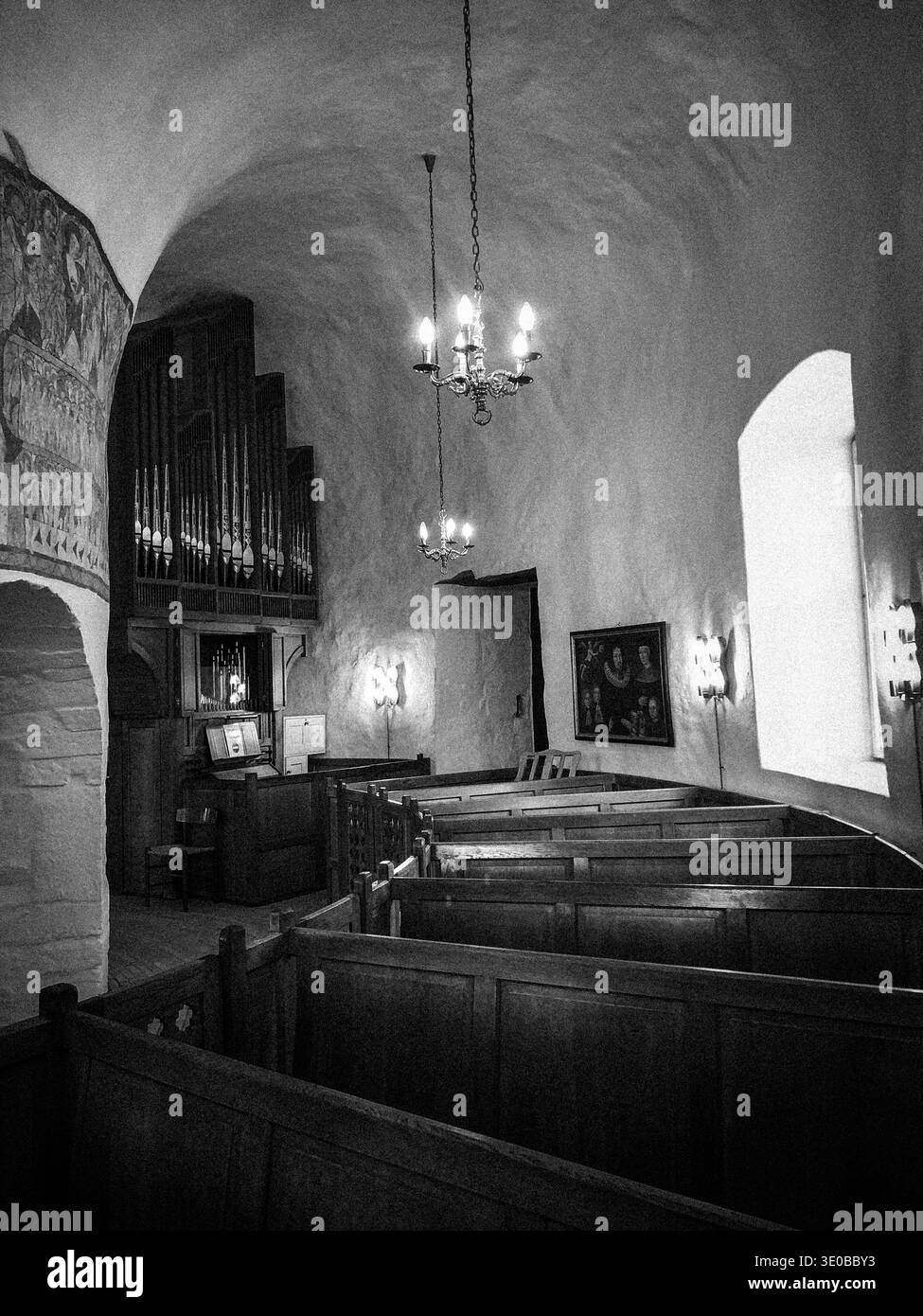 Die runde Kirche Østerlars auf Bornholm, die runde Kirche, Østerlars, Østerlars Kirke, Gudhjem, Hauptstadtregion, Region Hovedstaden, Bornholm, Architektur, Stockfoto