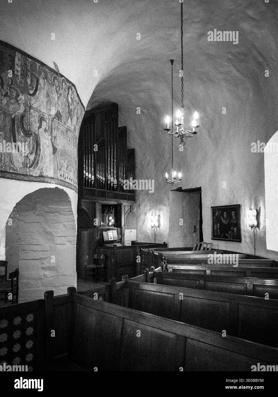 Die runde Kirche Østerlars auf Bornholm, die runde Kirche, Østerlars, Østerlars Kirke, Gudhjem, Hauptstadtregion, Region Hovedstaden, Bornholm, Architektur, Stockfoto