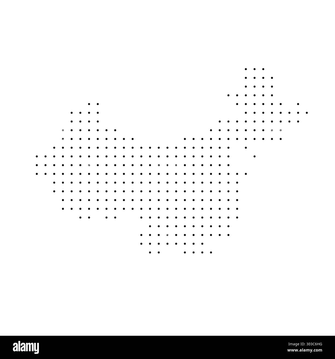 Gepunktete Landkarte für China. Abbildung mit schwarzen Pixeln isoliert auf weißem Hintergrund. Vektorkreis Mosaik. Stock Vektor