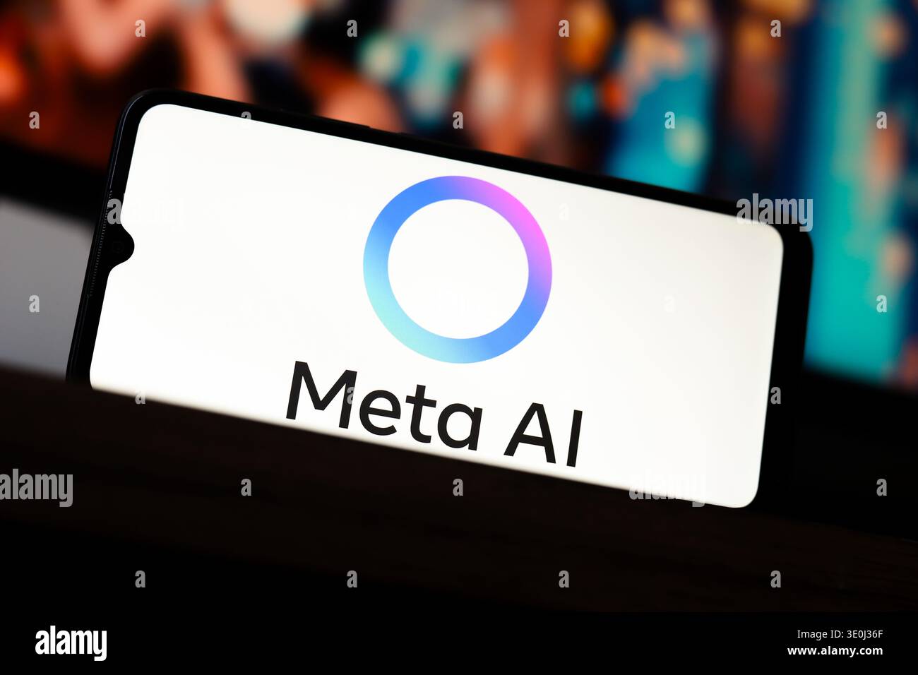 Das Meta AI-Logo wird auf einem Smartphone-Bildschirm in dieser Fotoabbildung am 3. März 2026 in Ontario, Kanada, angezeigt. Stockfoto
