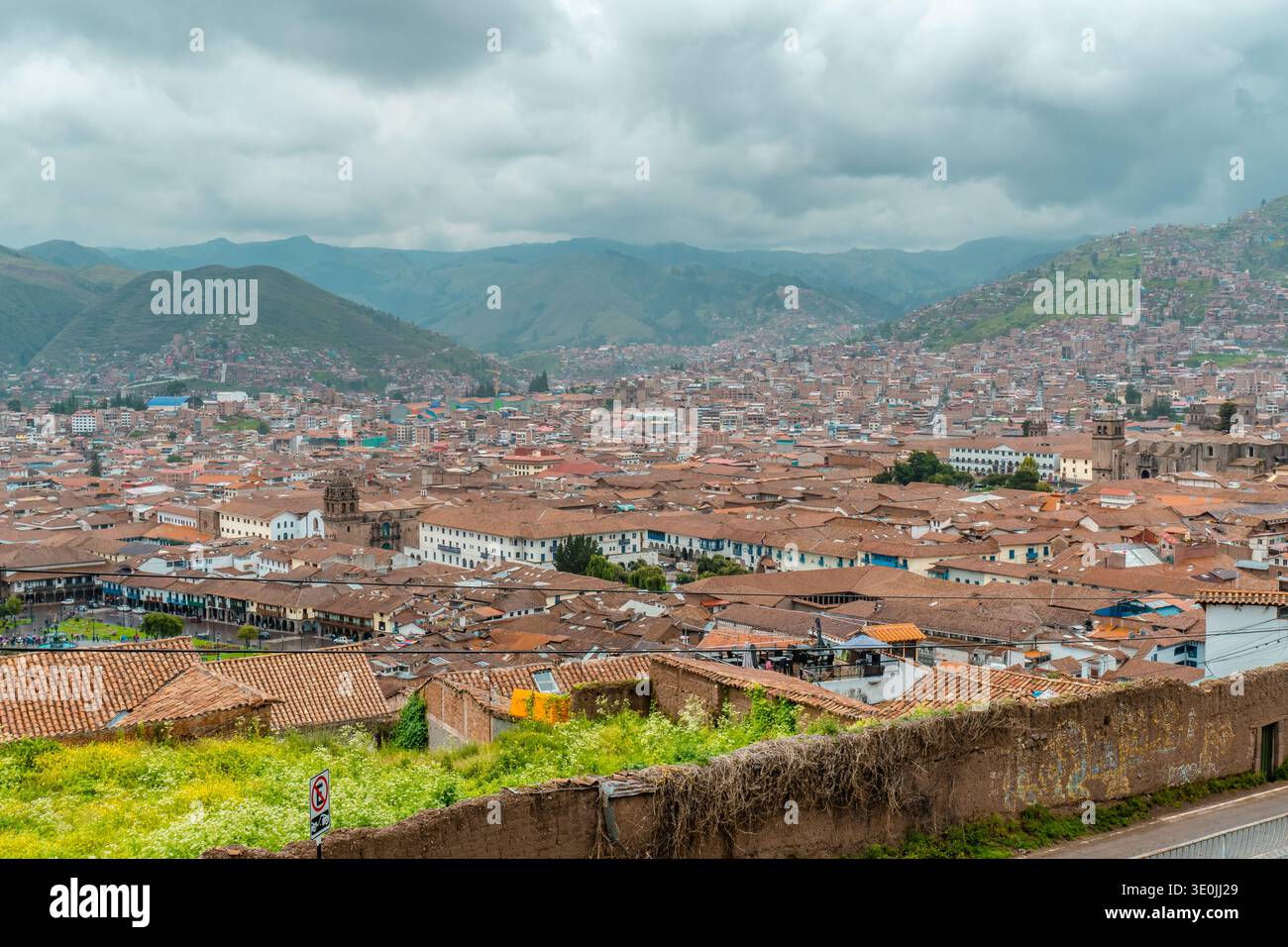 Panoramablick auf die Stadt Cusco, Peru Stockfoto