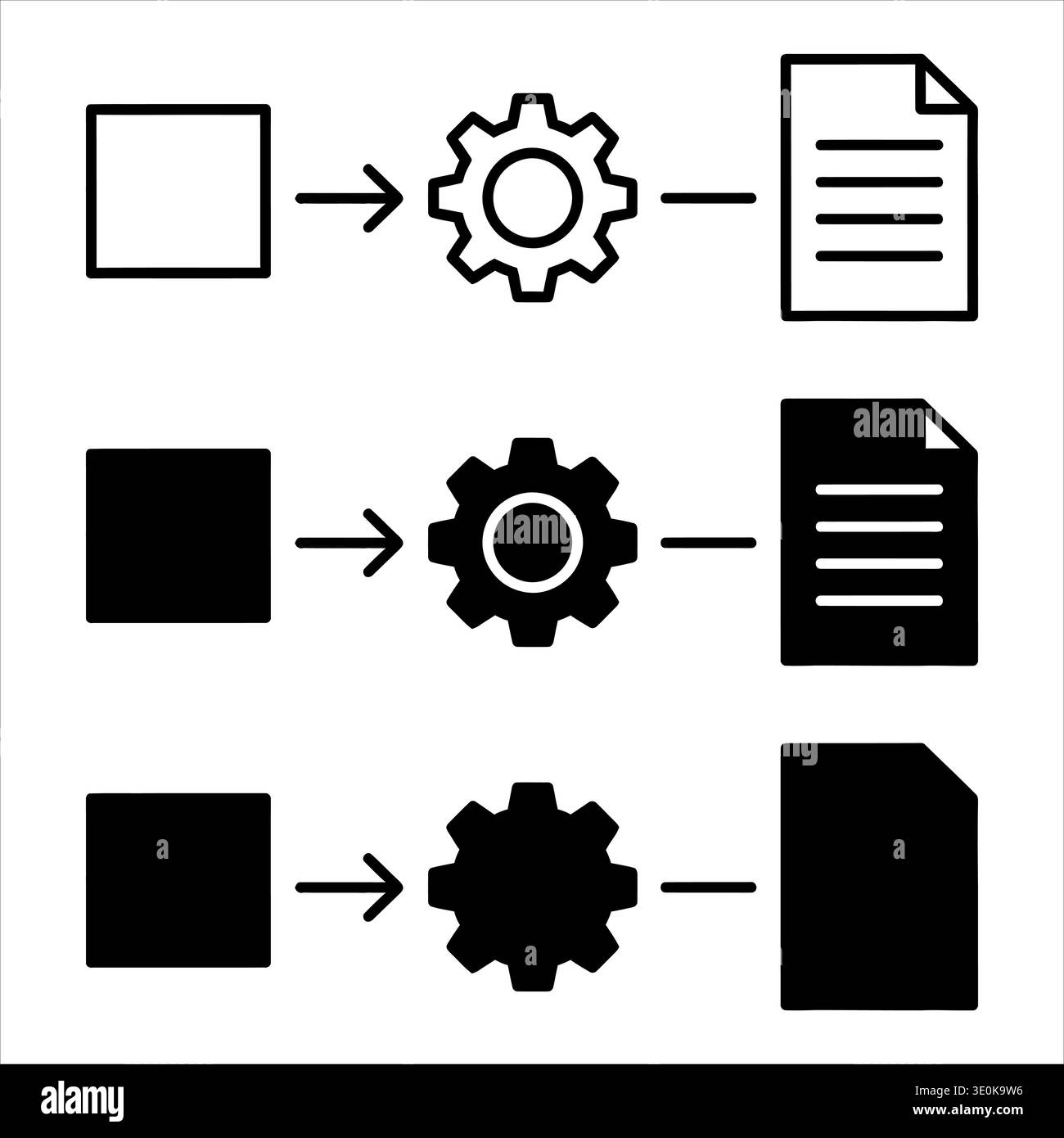 Ein Flussdiagramm, das den Prozess der Konvertierung einer Datei Vektor zeigt Stock Vektor