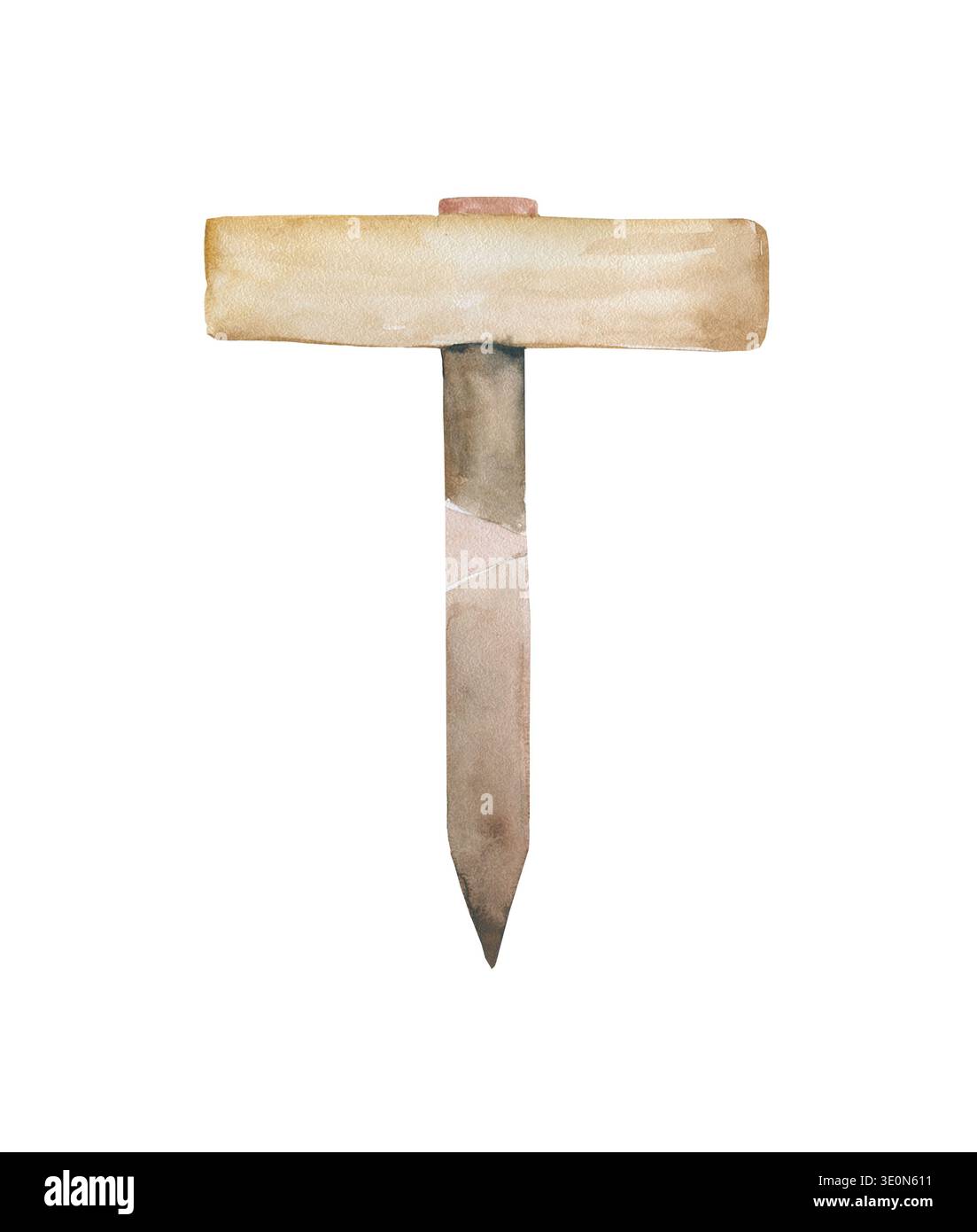 Gartenkelle Handwerkzeug für Pflanzen und Bodenarbeiten isolierte Aquarellillustration auf weiß Stockfoto