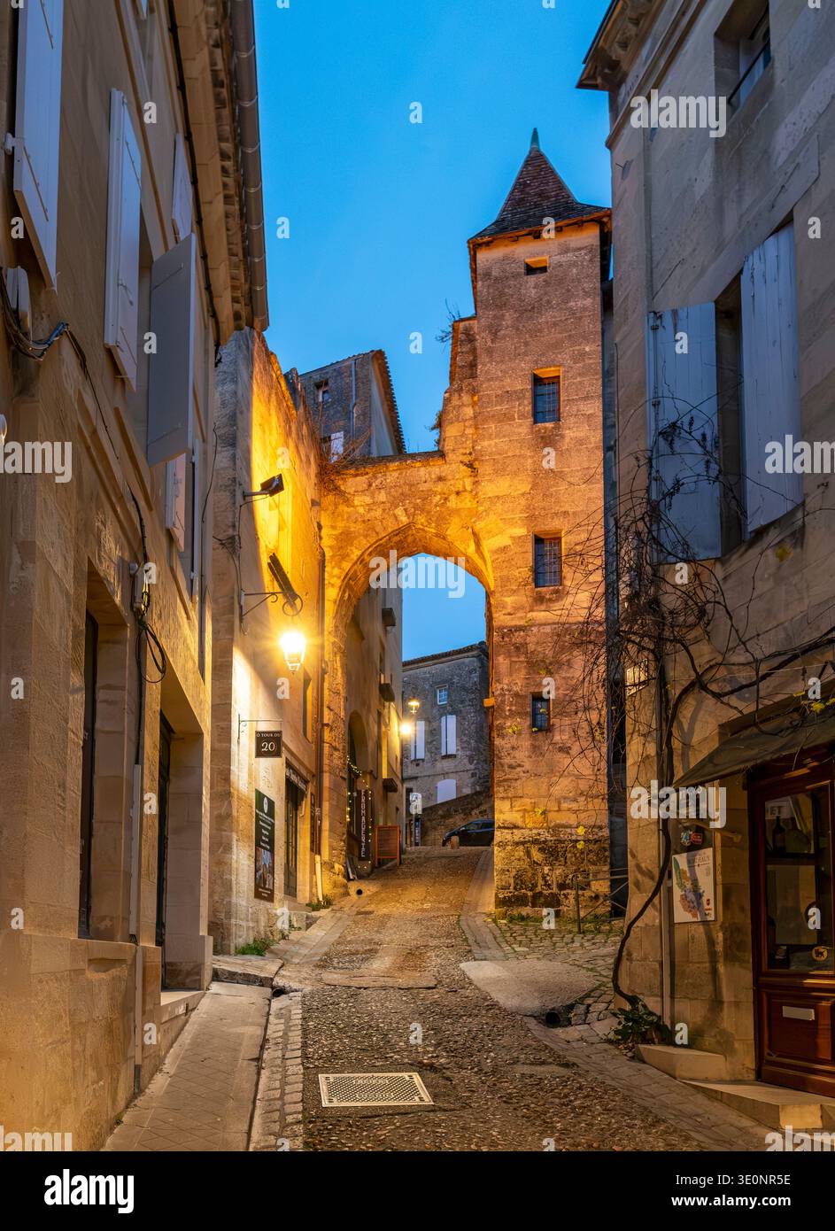 Gate und House de la Cadène - Porte de la Cadène, Saint-Emilion, Frankreich Stockfoto
