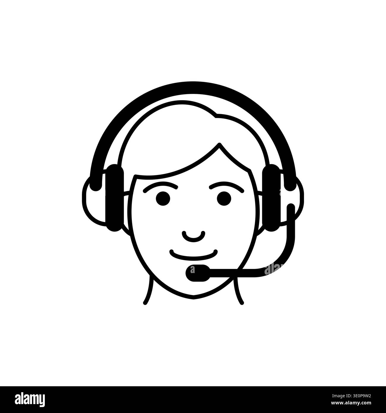 Junger Mann, der ein Headset mit Mikrofon trägt. Konzept für Call Center, Online-Support und Kundenservice. Stock Vektor