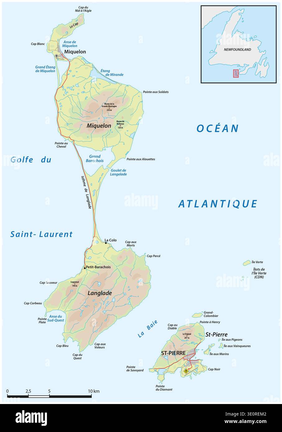 Karte des französischen Überseegebiets Saint Pierre und Miquelon Stockfoto