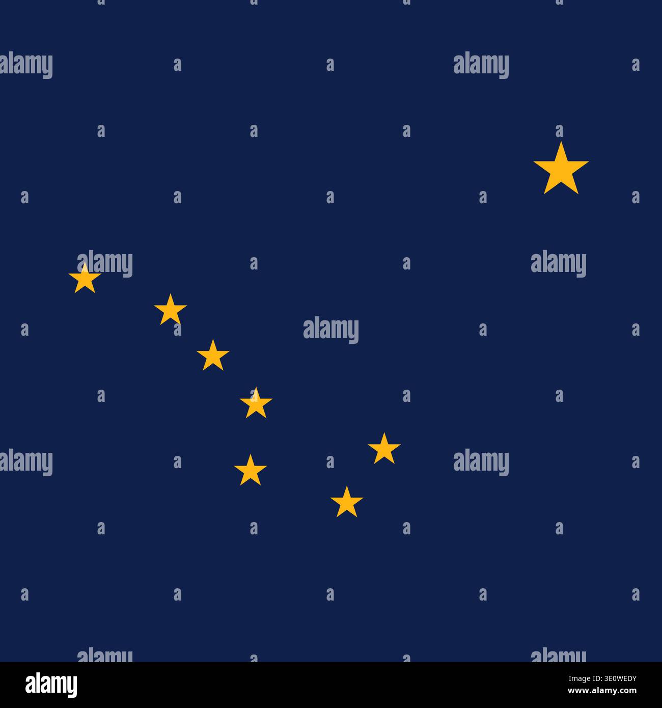 Flagge des Bundesstaats Alaska. Teil der Vereinigten Staaten von Amerika. Sauberes Design für Druck-, Web- oder Bildungszwecke. Vektorabbildung. Stock Vektor