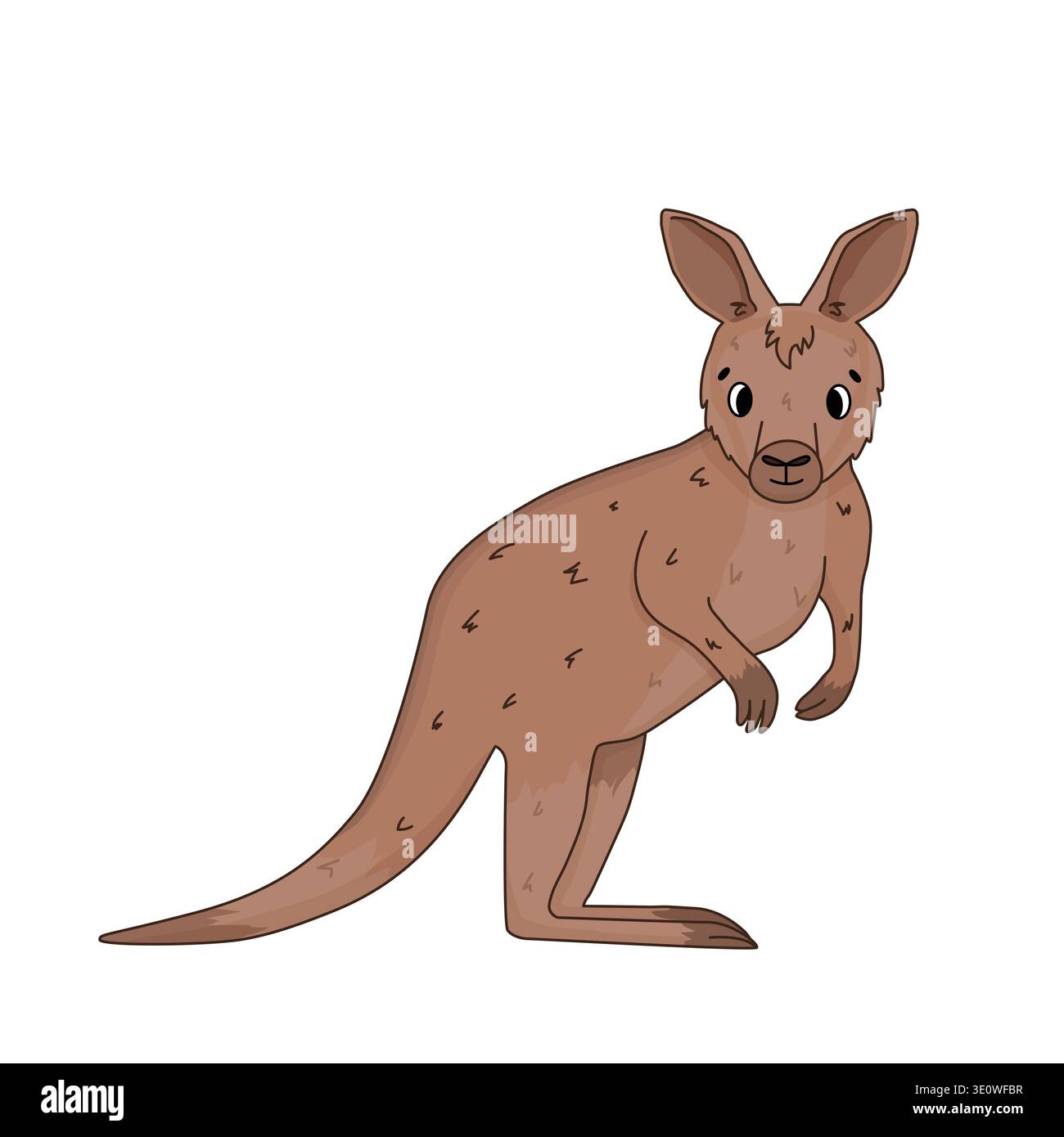 Nettes Känguru Cartoon Vektor Illustration flache Art. Australischer Beutelcharakter, ausdrucksstarke Augen, freundliches Aussehen, isoliert auf weiß Stock Vektor