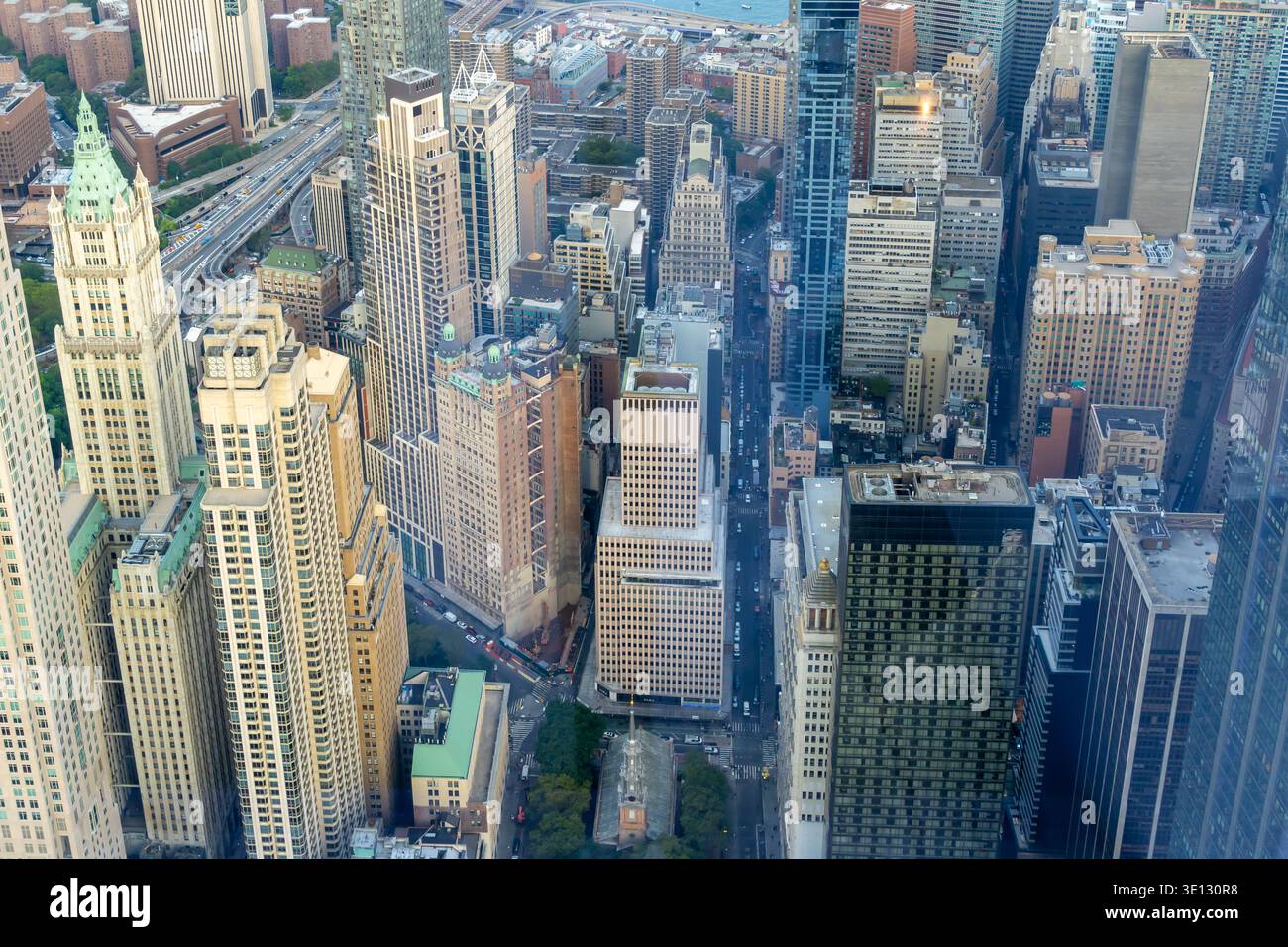 Luftaufnahme der Innenstadt von Manhattan in New York City, USA. Stockfoto