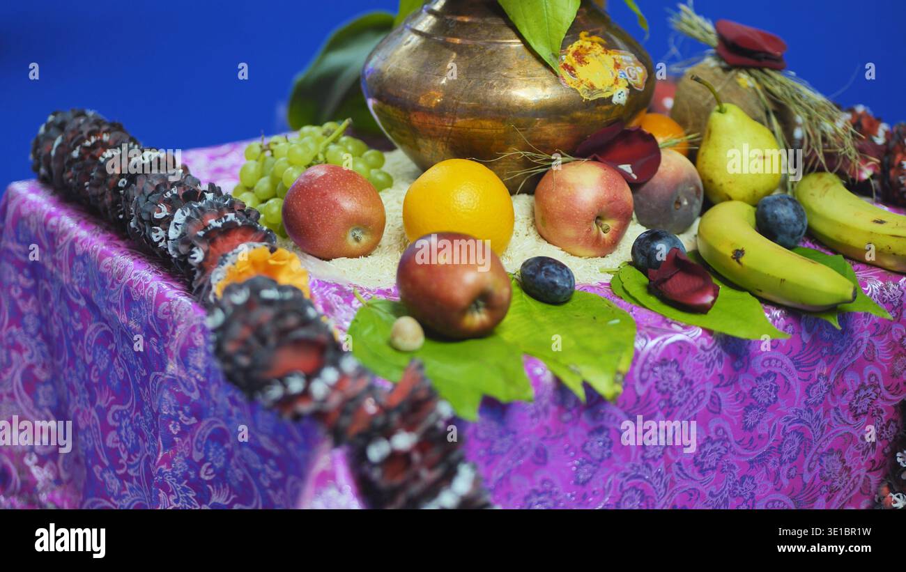 Ganesh Chaturthi Puja-Opfergaben bereiten sich auf die Hindufestverehrung vor Stockfoto