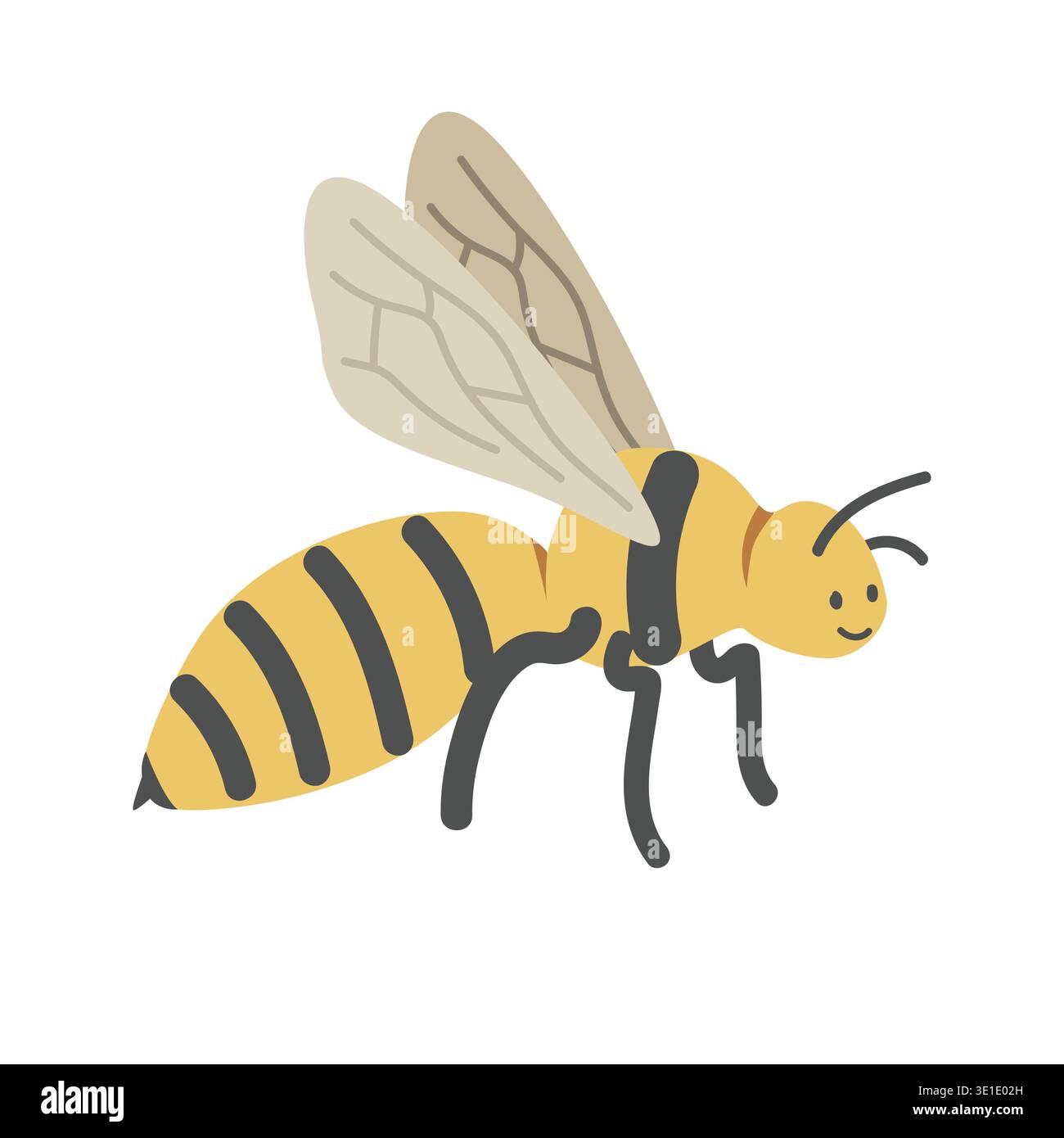 Biene-Cartoon-Clipart. Niedliche gelbe Biene (Anthophila) Vektor-Illustration. Tier im flachen Stil. Insekten- und Anthropodenkonzept isoliert auf weiß Stock Vektor