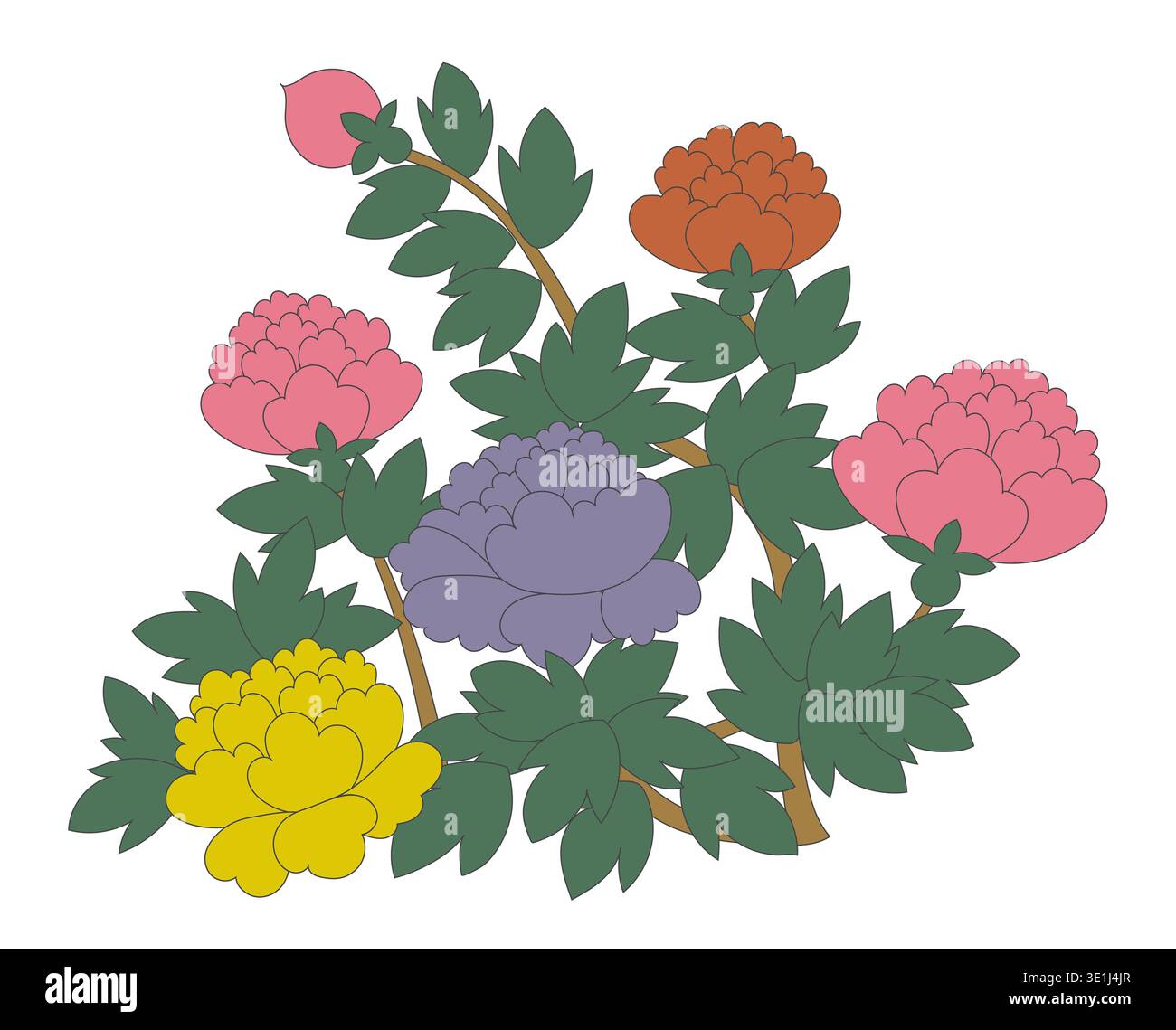 Vektor-Blumenabbildung für gerahmte oder als grafisches Element Stockfoto