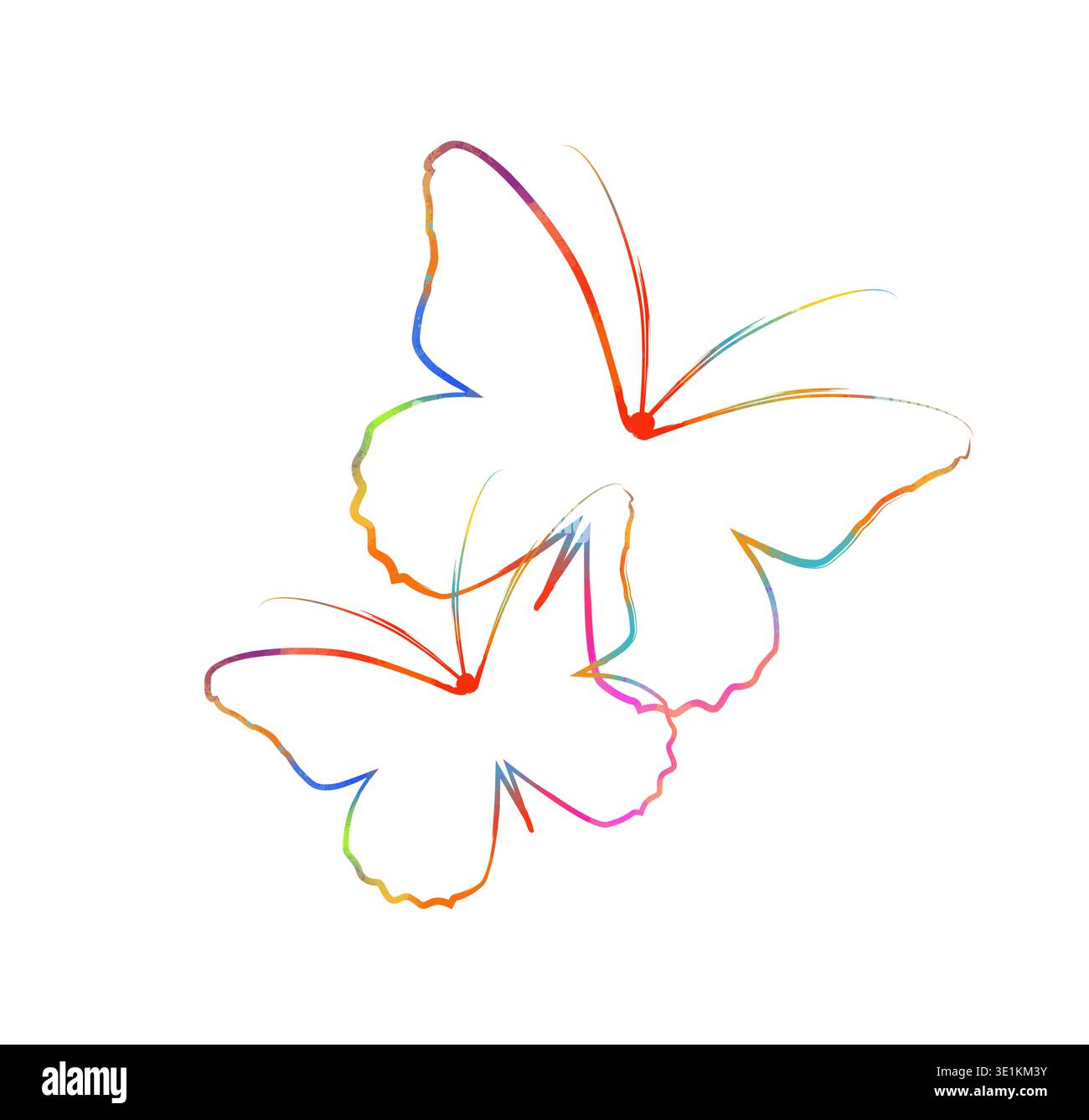 Schmetterling mit einer Bürstenlinie. Schmetterlingsfarbene Silhouette, Kunstpinsel anstelle des Körpers, flacher Vektor, isolieren auf weiß, Konturzeichnung, handgezeichnet. Nicht Stock Vektor