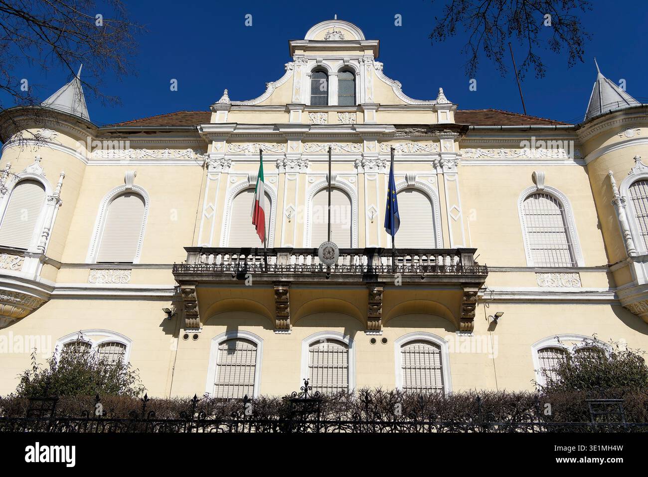 Italienische Botschaft, Stefania Street 95, 14. Bezirk, Budapest, Ungarn, Magyarország, Europa Stockfoto