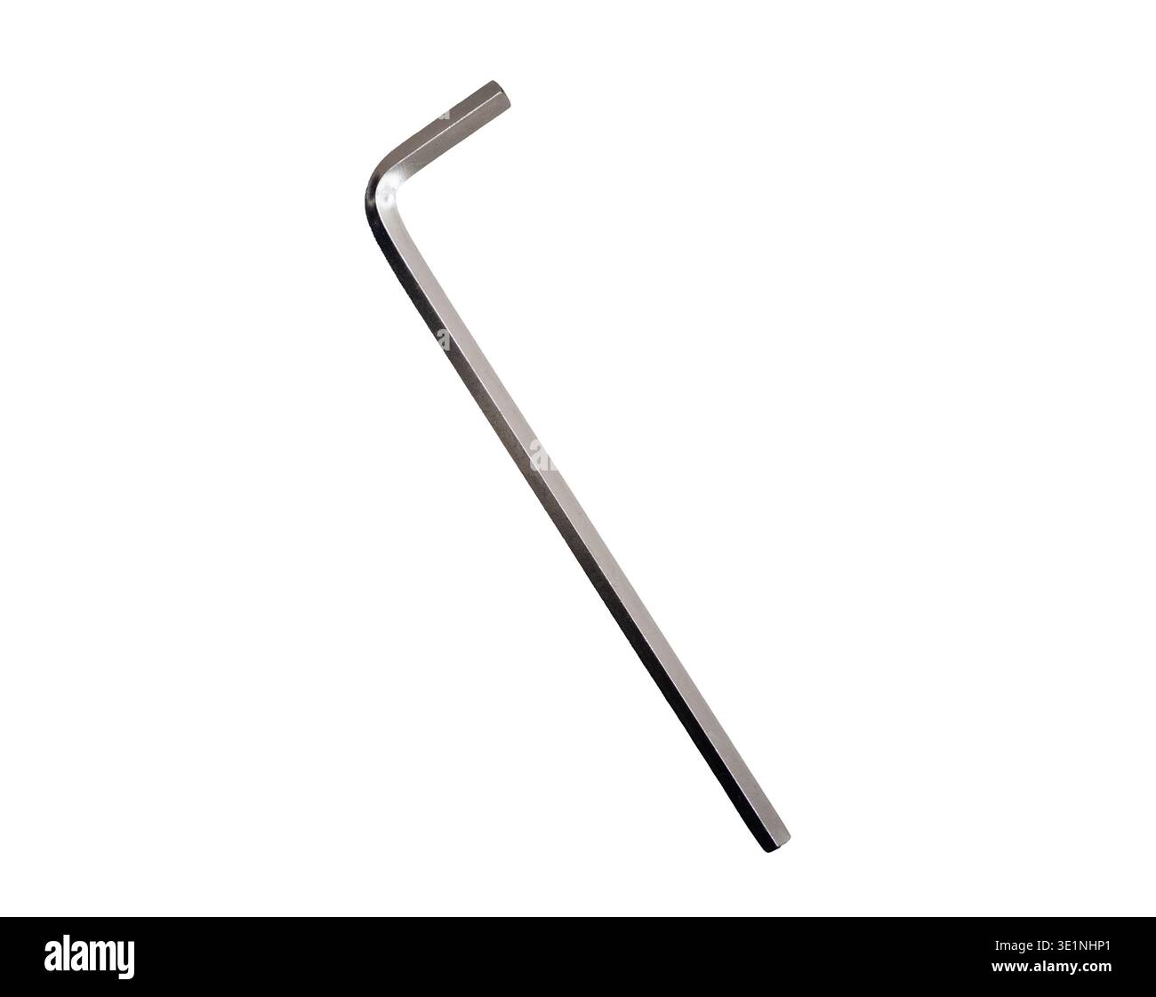inbusschlüssel aus einzelnem silbernem Metall isoliert auf weiß Stockfoto