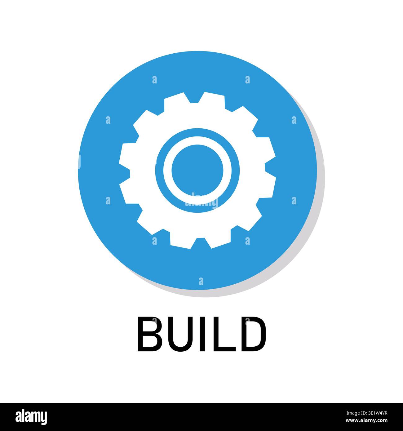 Professional Build Gear Vector Symbol im Blauen Kreis für Industry Engineering und Setting Konzept Stock Vektor