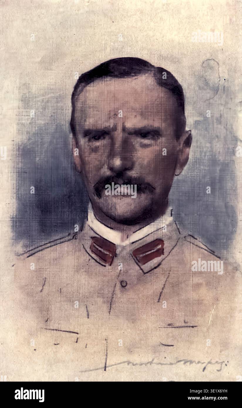 Lieut.-Colonel Maxse Porträt eines Militärmannes in Uniform, erfasst mit impressionistischen Pinselstrichen, zeigt historische Figuren aus bewaffneten Konflikten und imperialen Kämpfen des frühen 20. Jahrhunderts. Kriegseindrücke, ein Farbrekord von Mortimer Menpes, 1855–1938; erschienen 1903 Stockfoto
