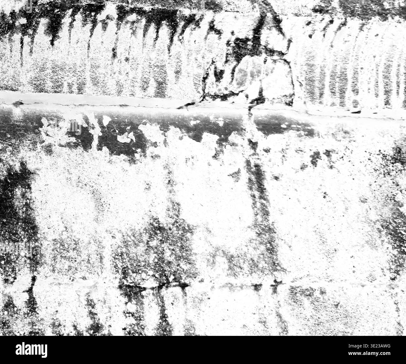 Brutaler Grunge-Overlay mit rauer, zerrissener Textur. Die beanspruchte Oberfläche zeigt Kratzer, Flecken, Schmierfett und körnige Geräusche. Städtisches Grafikelement Stockfoto