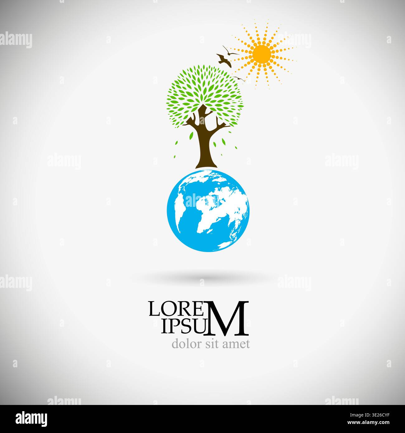 Logo Naturbaum und Sonne. Nicht AI, Vektorillustration Stock Vektor