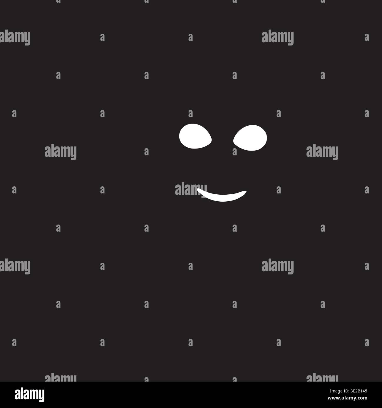 Minimalistisches Lächelndes Gesicht Mit Weißen Augen Und Geschwungenem Lächeln Stock Vektor
