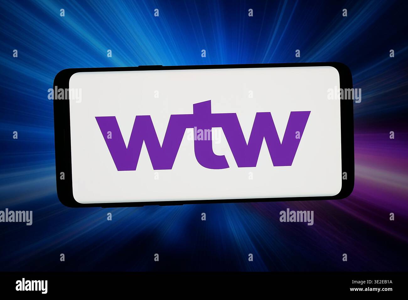 Stuttgart, Deutschland - 13.03.2026: In dieser Fotoabbildung ist das Logo des US-amerikanischen Unternehmens Willis Towers Watson plc (WTW) auf einem Smartphone zu sehen Stockfoto