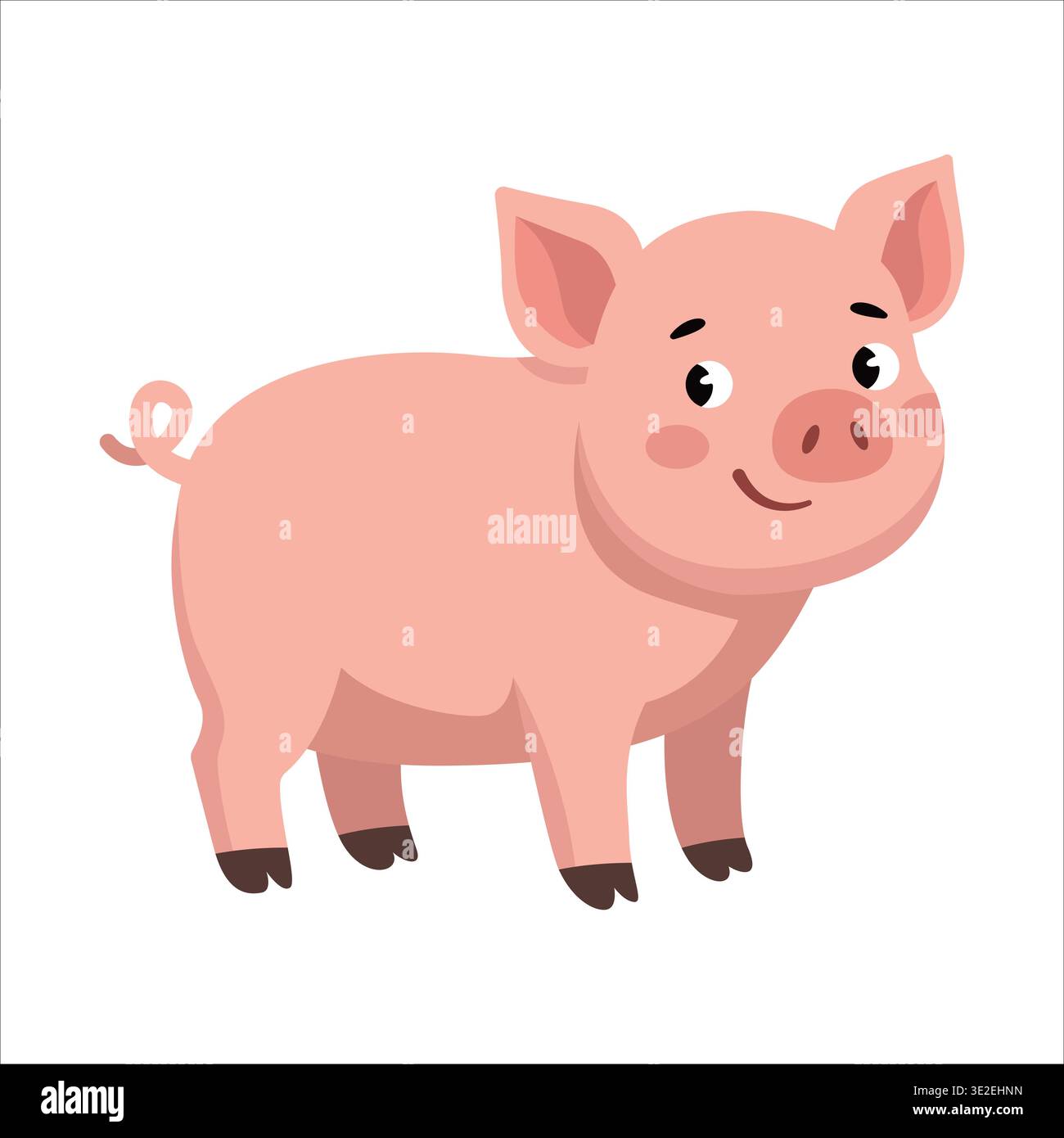 Süßes rosa Schweinchen Zeichentrickfigur Vektor Illustration isoliert Stock Vektor