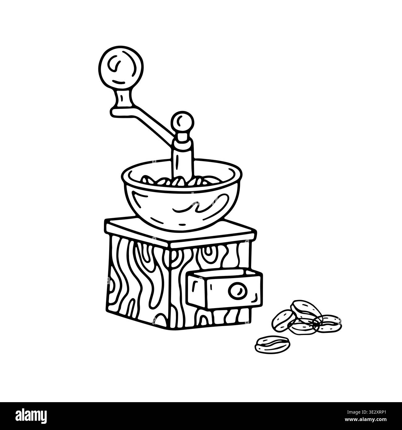 Handgezeichnete manuelle Kaffeemühle Symbol Vektorillustration Stock Vektor