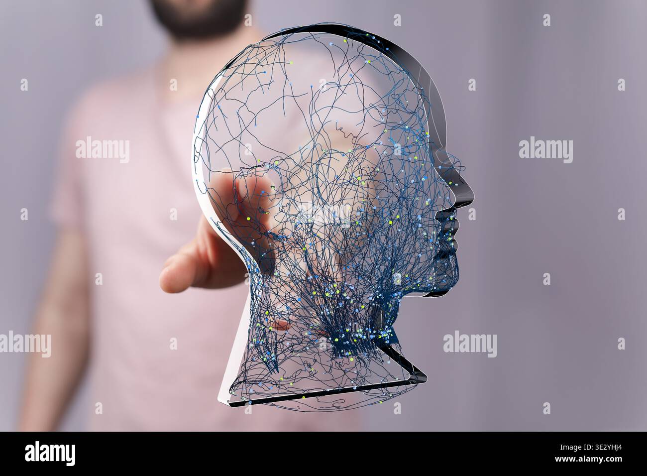 Digitales Gehirn: KI, neuronales Netzwerk, Mind Concept Stockfoto