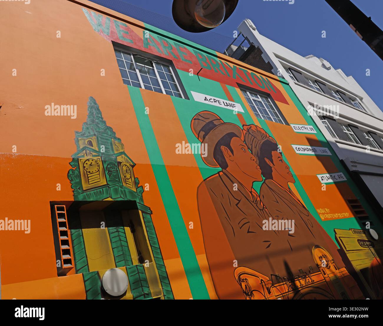 Großes We Are Brixton-Mural und Gemeinschaftskunstwerk an einem Gebäude in Brixton, Süd-London. Stockfoto