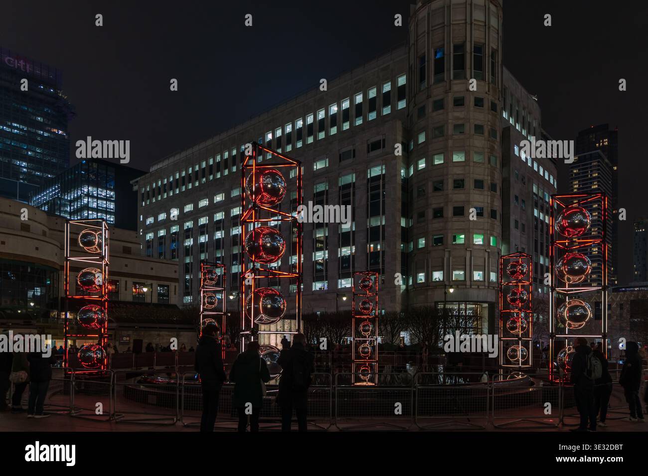 2026 Winter Lights Festival in Canary Wharf, London, England. Stockfoto