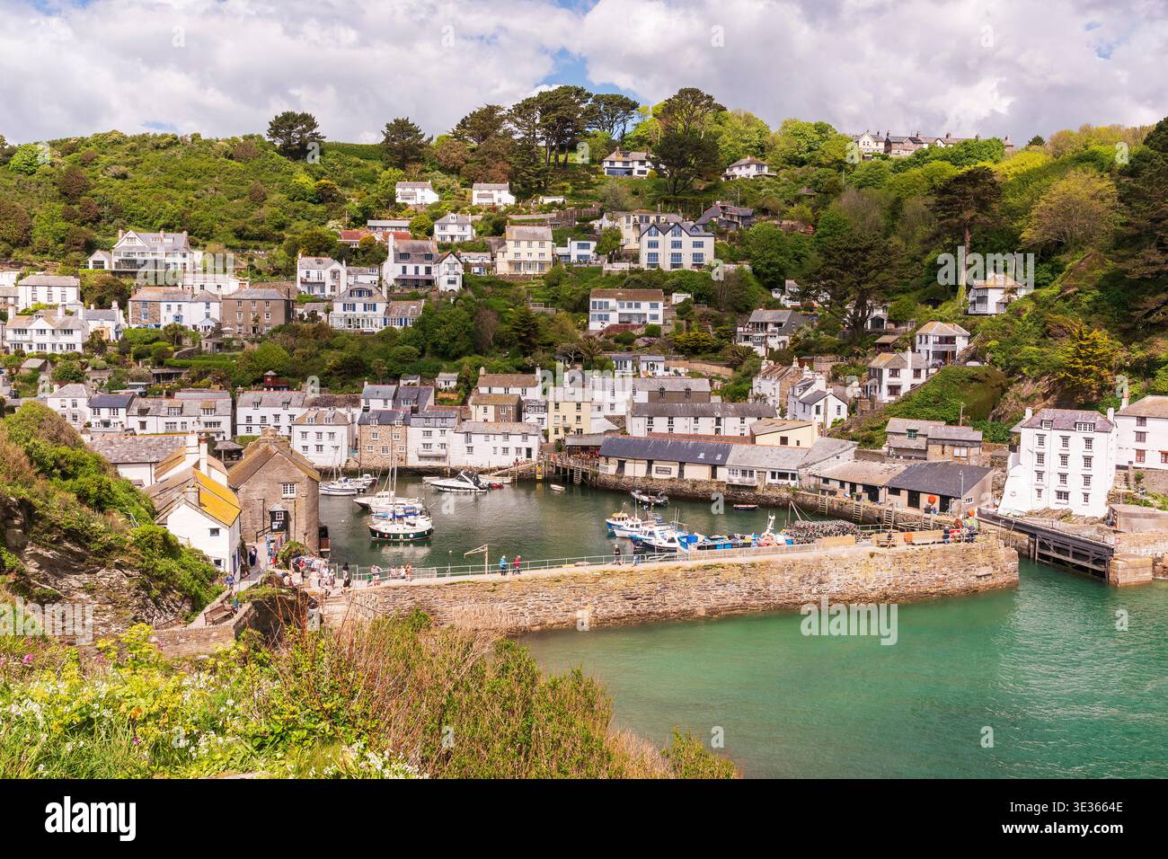 Polperro Hafen und Dorf, Cornwall, UK Stockfoto