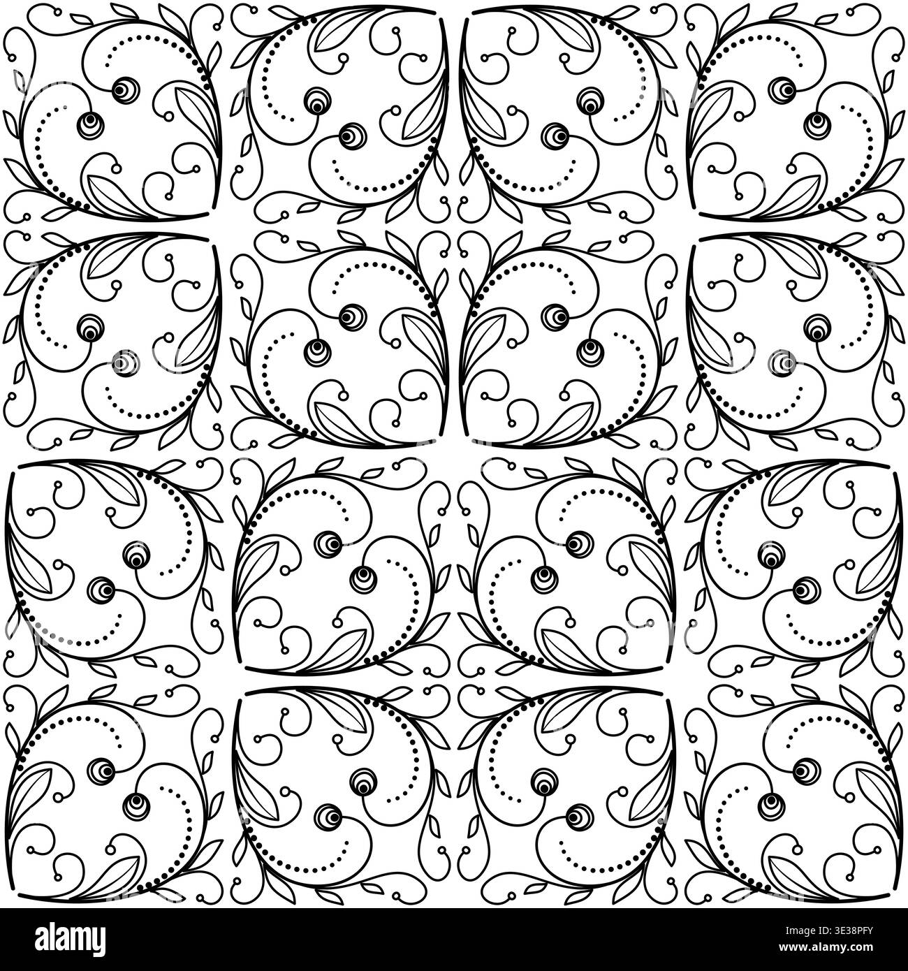Einfarbiges Pflanzenschmuck mit dem floralen Kaleidoskop Stock Vektor