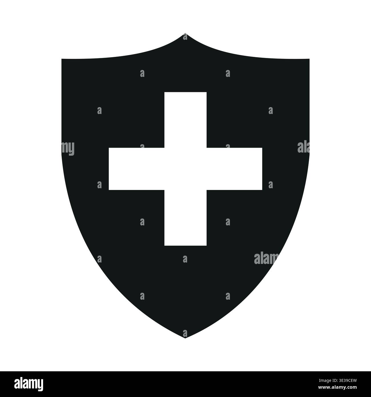 Schwarz-weißes Schild mit Kreuz-Silhouettensymbol, flach. Vektorabbildung Stock Vektor