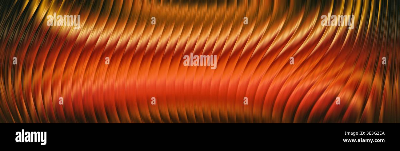 Abstrakter roter Gold Metallic Wave Hintergrund mit fließend gekrümmtem Hintergrund Stockfoto
