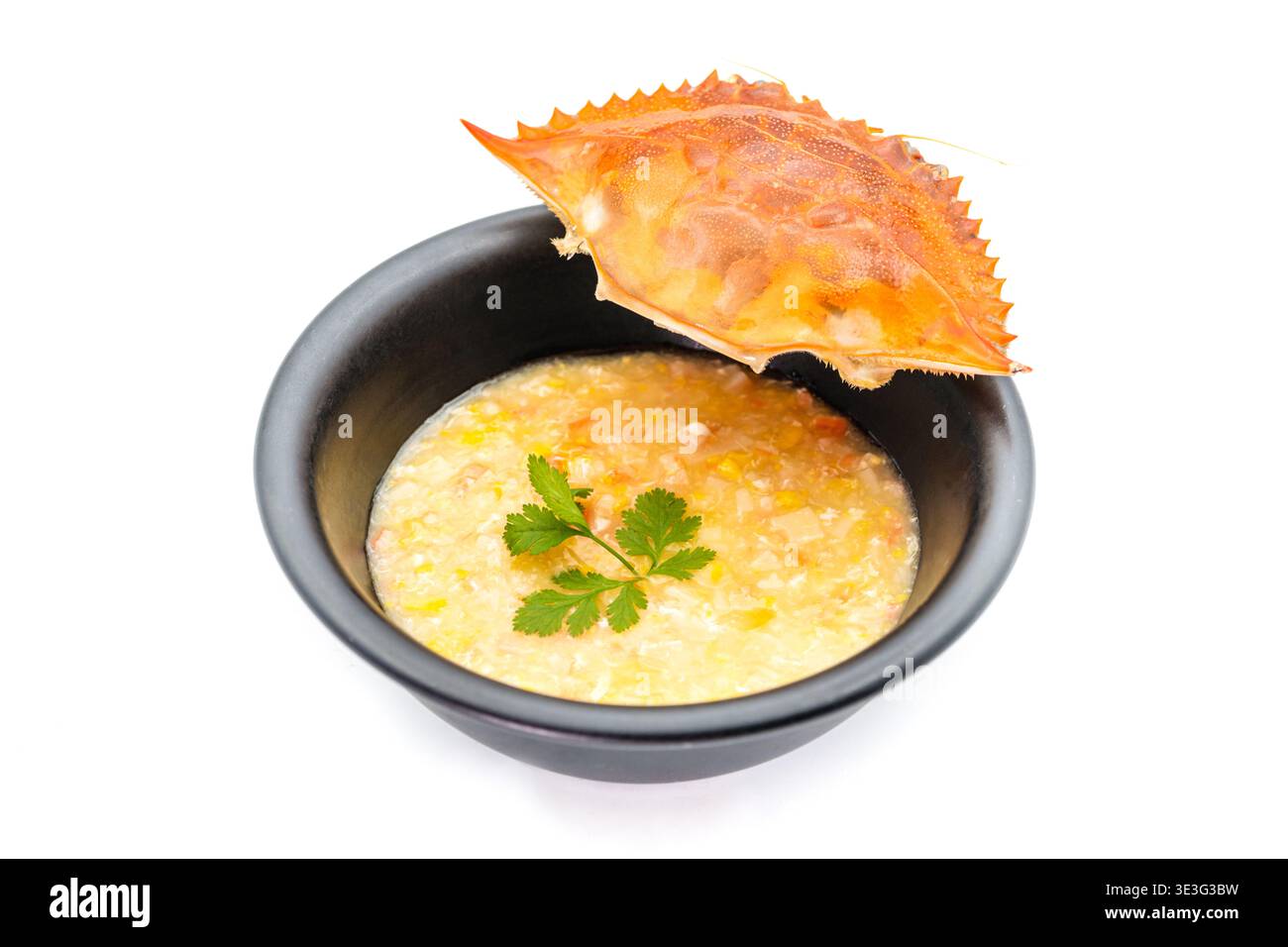 Asiatischer Reisbrei mit Krabben, cremiger Textur und Meeresfrüchtegeschmack Stockfoto