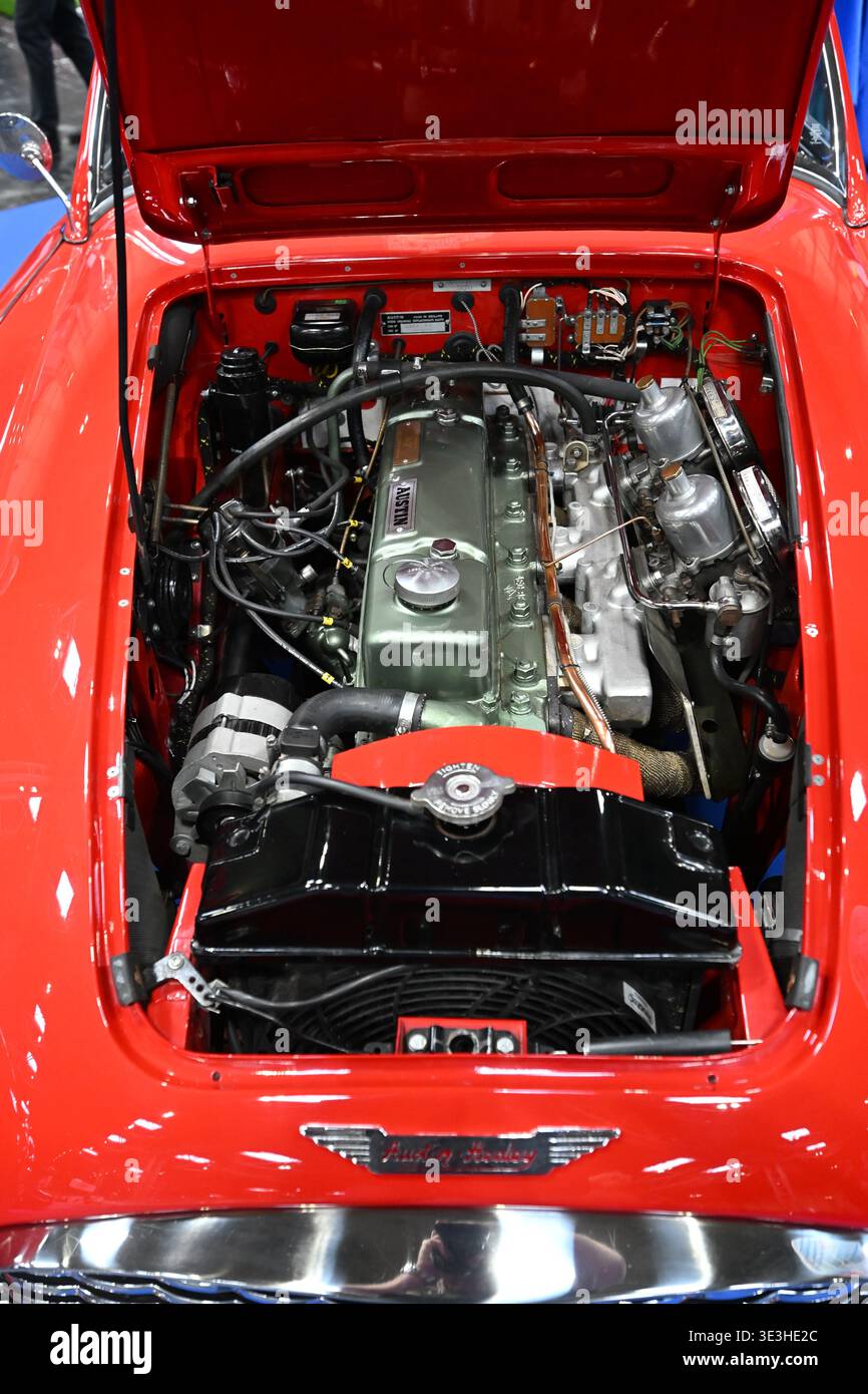 Austin Healey BT7 gerade sechsmotorige Oldtimer auf der Practical Classics Classic Car & Restoration Show am 22. März 2026. Stockfoto