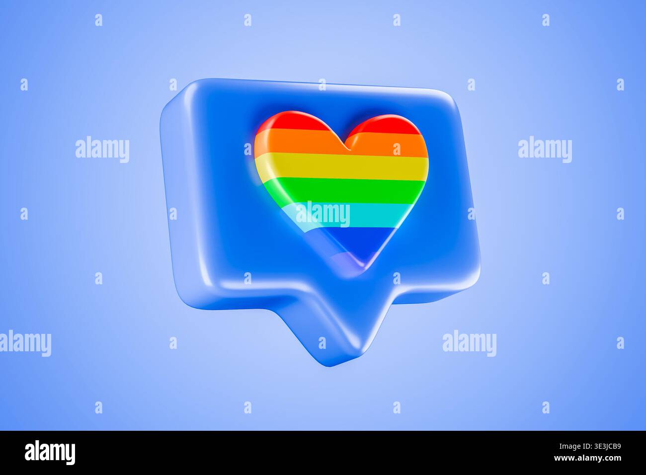 3D-Regenbogenherzsymbol auf dunkelblauem Hintergrund Stockfoto