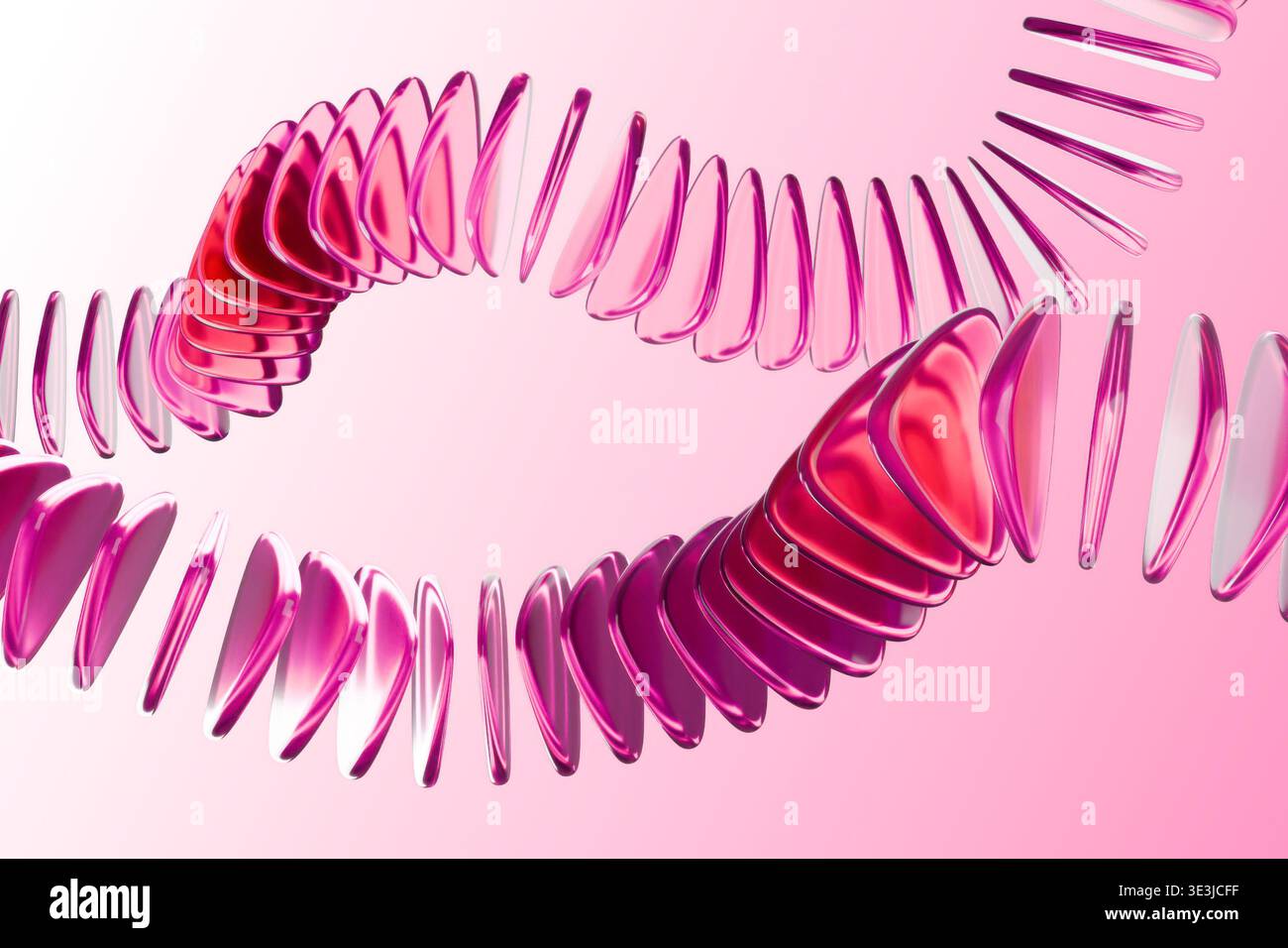 Rosa 3D-Spiralwelle auf hellrosa Hintergrund Stockfoto